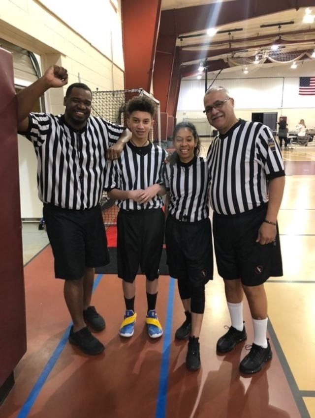 Hall of Fame official, Rich Alsberry training new officials. Tremendous training is the backbone of Pittsburgh Urban Officials.  The primary reason for the success of our chapter, on and off the court.